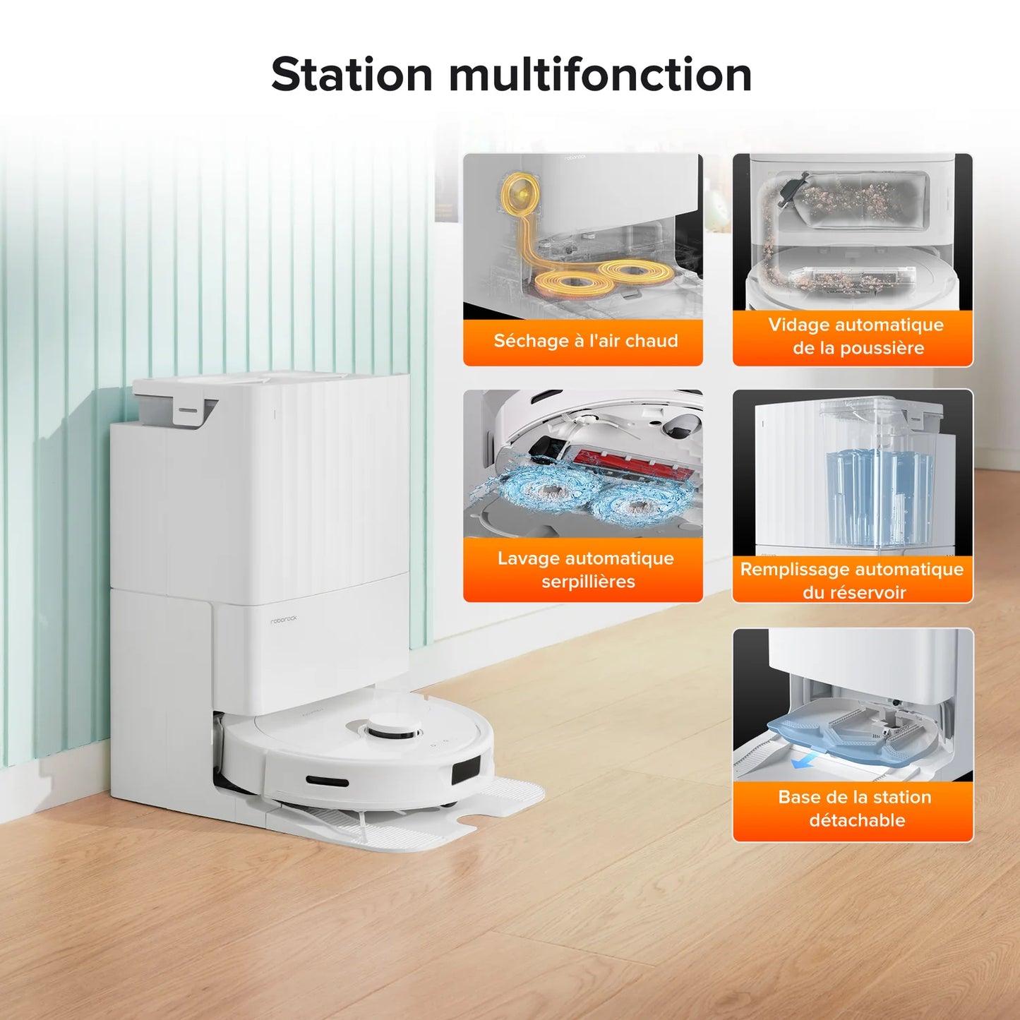 Roborock Qrevo Robot Aspirateur Laveur avec Station Multifonction