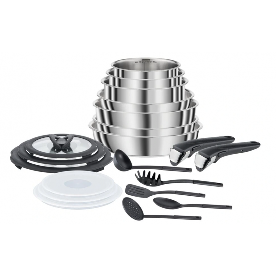 Seb Compact Inox L953SK04 - Batterie de Cuisine Induction 20 Pièces