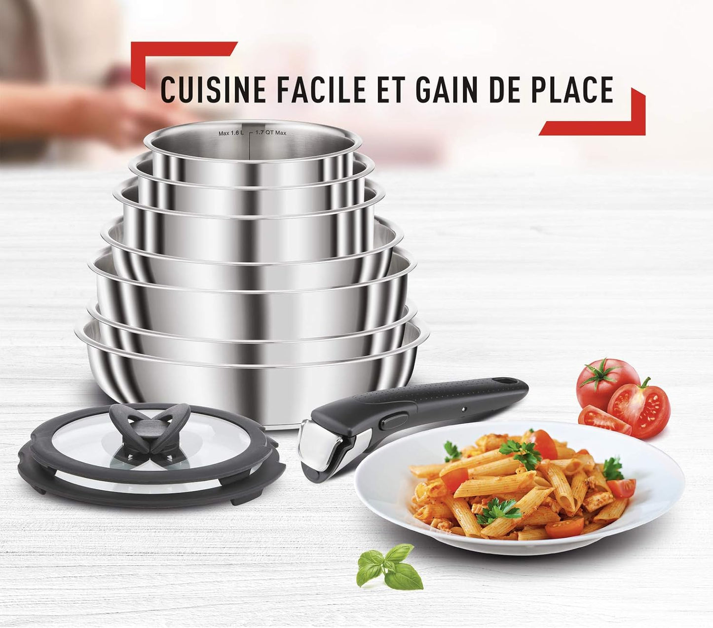 Seb Compact Inox L953SK04 - Batterie de Cuisine Induction 20 Pièces