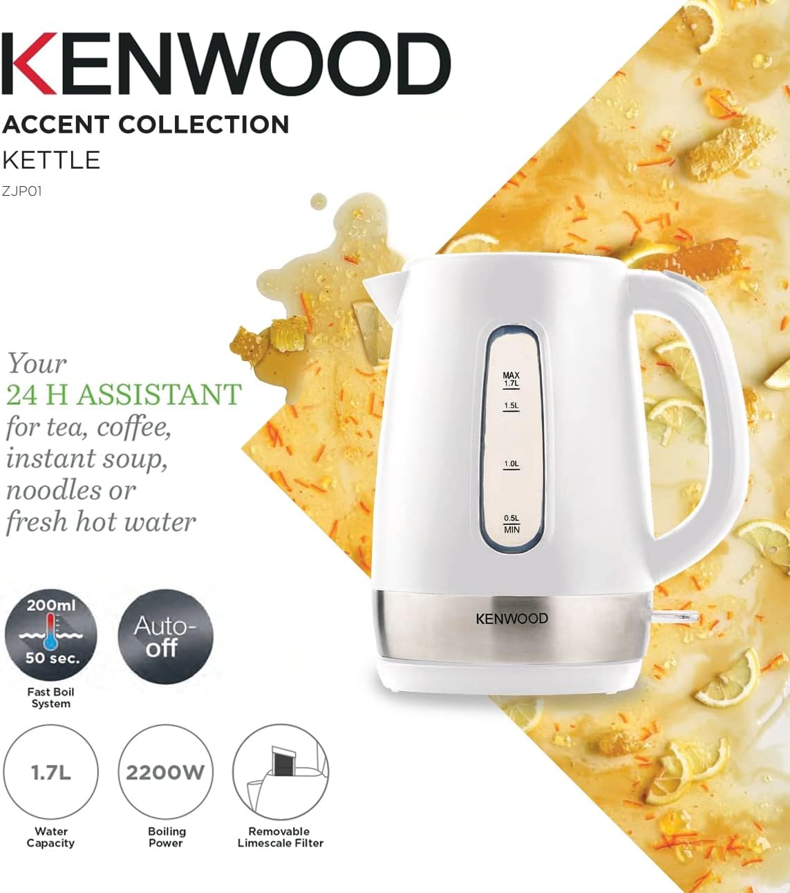 Bouilloire électrique KENWOOD 1.7L sans fil 2200W