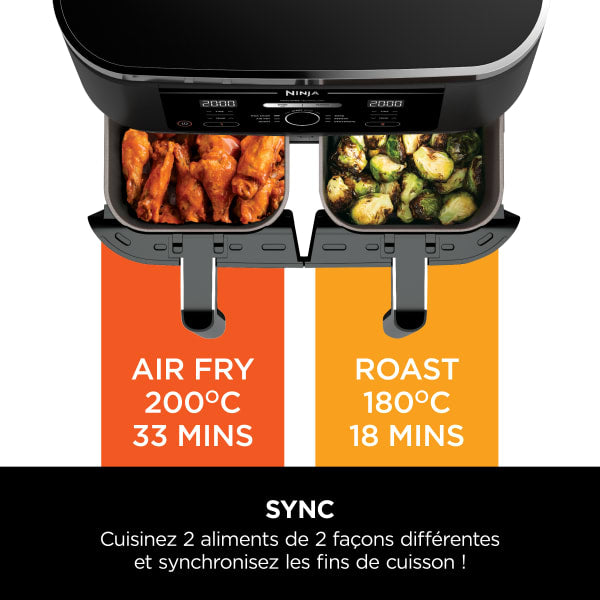 Airfryer Ninja Foodi MAX double compartiment 6-en-1, 9,5L AF400EU