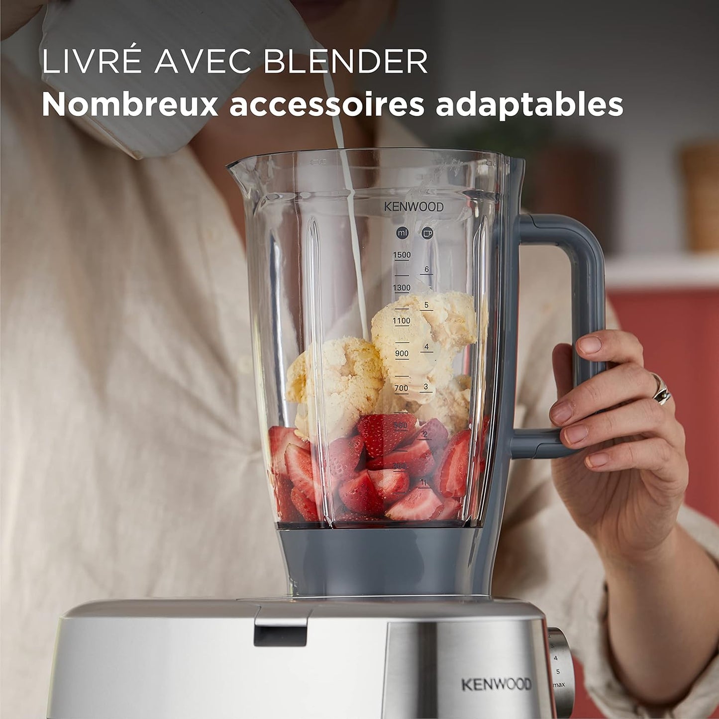 Kenwood KHC29.A0SI Robot pâtissier, 1000 W, 4,3 L, plastique, acier inoxydable, argenté