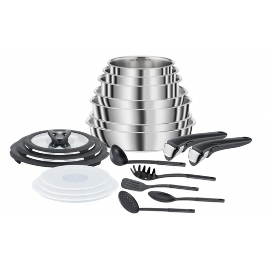 Seb Compact Inox L953SK04 - Batterie de Cuisine Induction 20 Pièces