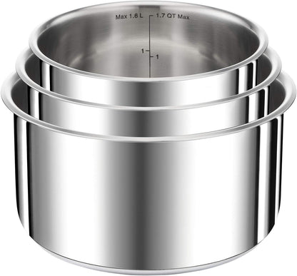 Seb Compact Inox L953SK04 - Batterie de Cuisine Induction 20 Pièces