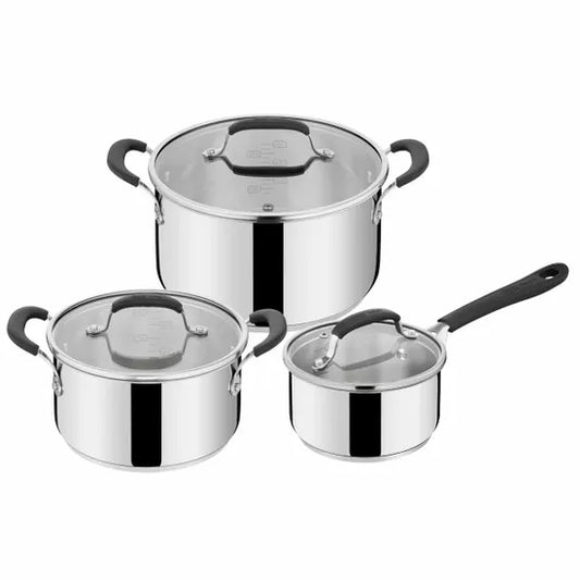 Batterie de cuisine 3 pièces en inox Jamie Oliver Home Cook (casserole, marmites + couvercles)