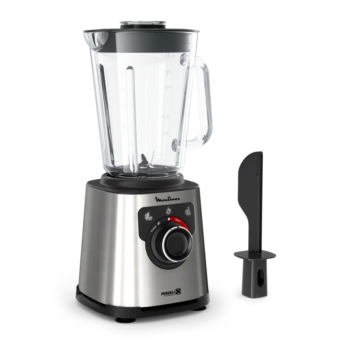 PerfectMix +, Blender haute performance, Lames Powelix, Bol en verre de 2L, 1200W, Noir et métal