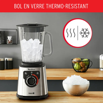 PerfectMix +, Blender haute performance, Lames Powelix, Bol en verre de 2L, 1200W, Noir et métal