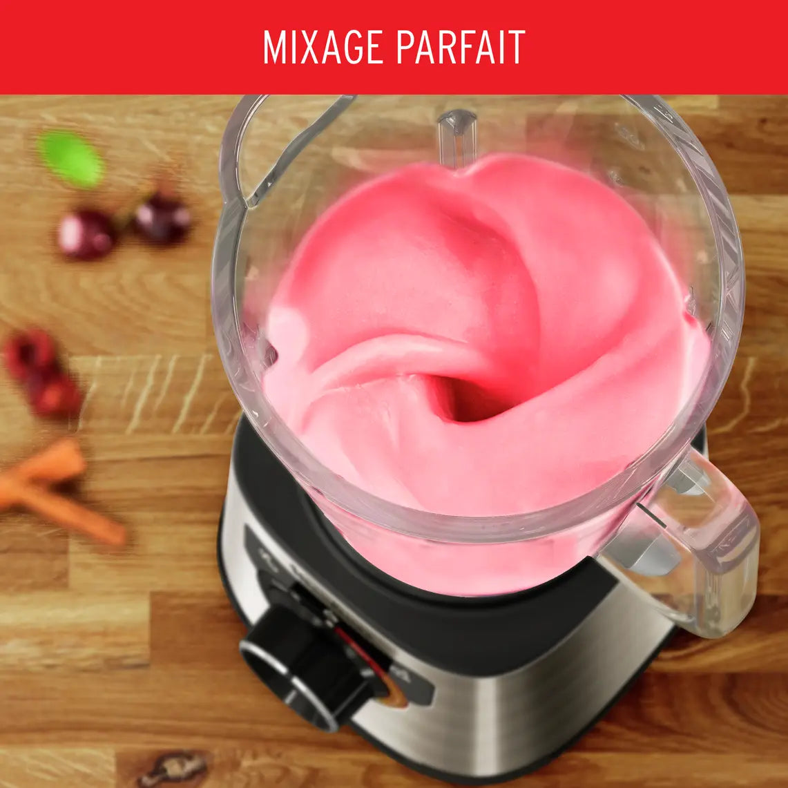 PerfectMix +, Blender haute performance, Lames Powelix, Bol en verre de 2L, 1200W, Noir et métal