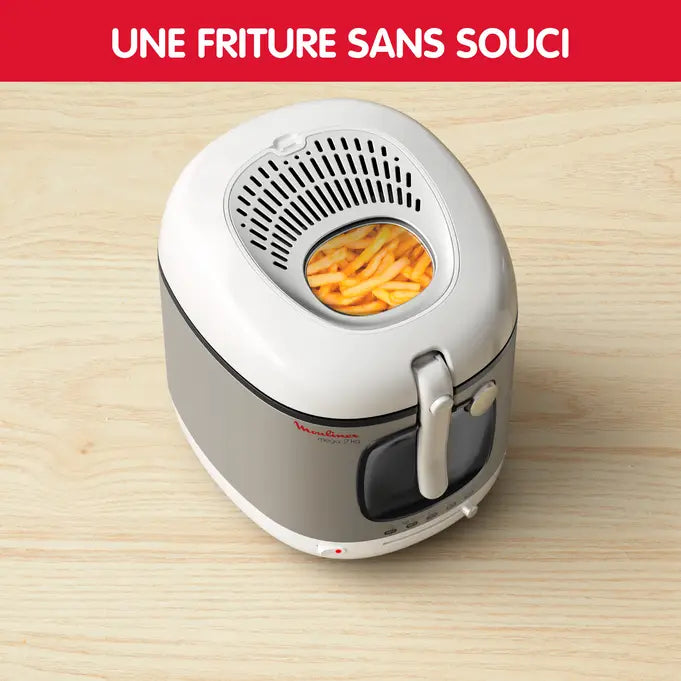 Moulinex Méga XXL, Friteuse électrique, Grande capacité 2Kg, cuve amovible, Thermostat règlable