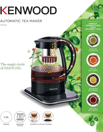 Kenwood 3-en-1 Machine à thé automatique + Bouilloire en verre électrique + Cafetière goutte à goutte 1.2L