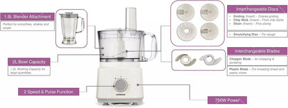 Robot de cuisine Kenwood 750W multifonction FDP03.C0WH
