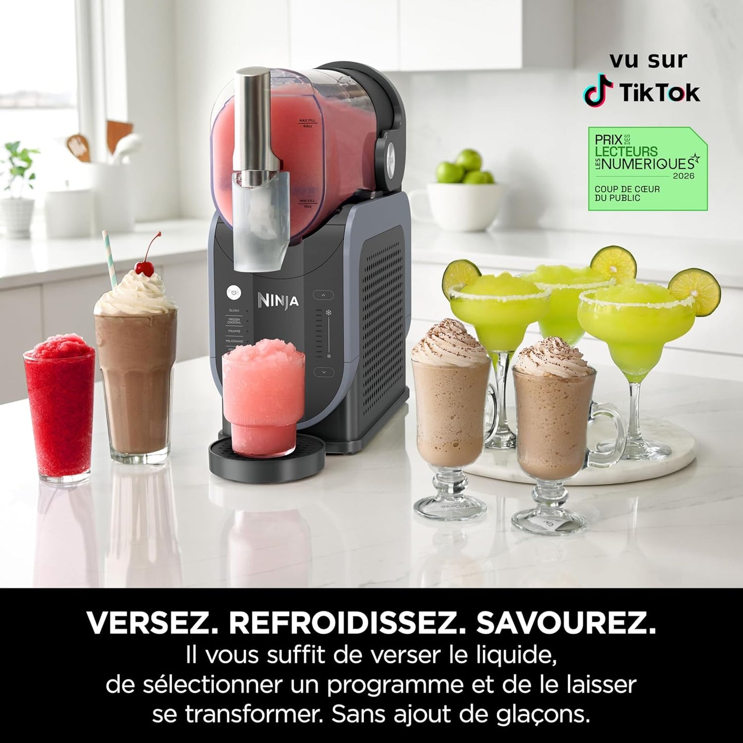 Ninja SLUSHi FS301EU – Machine à glace, milkshake & jus 1,9L – Bleu & Gris