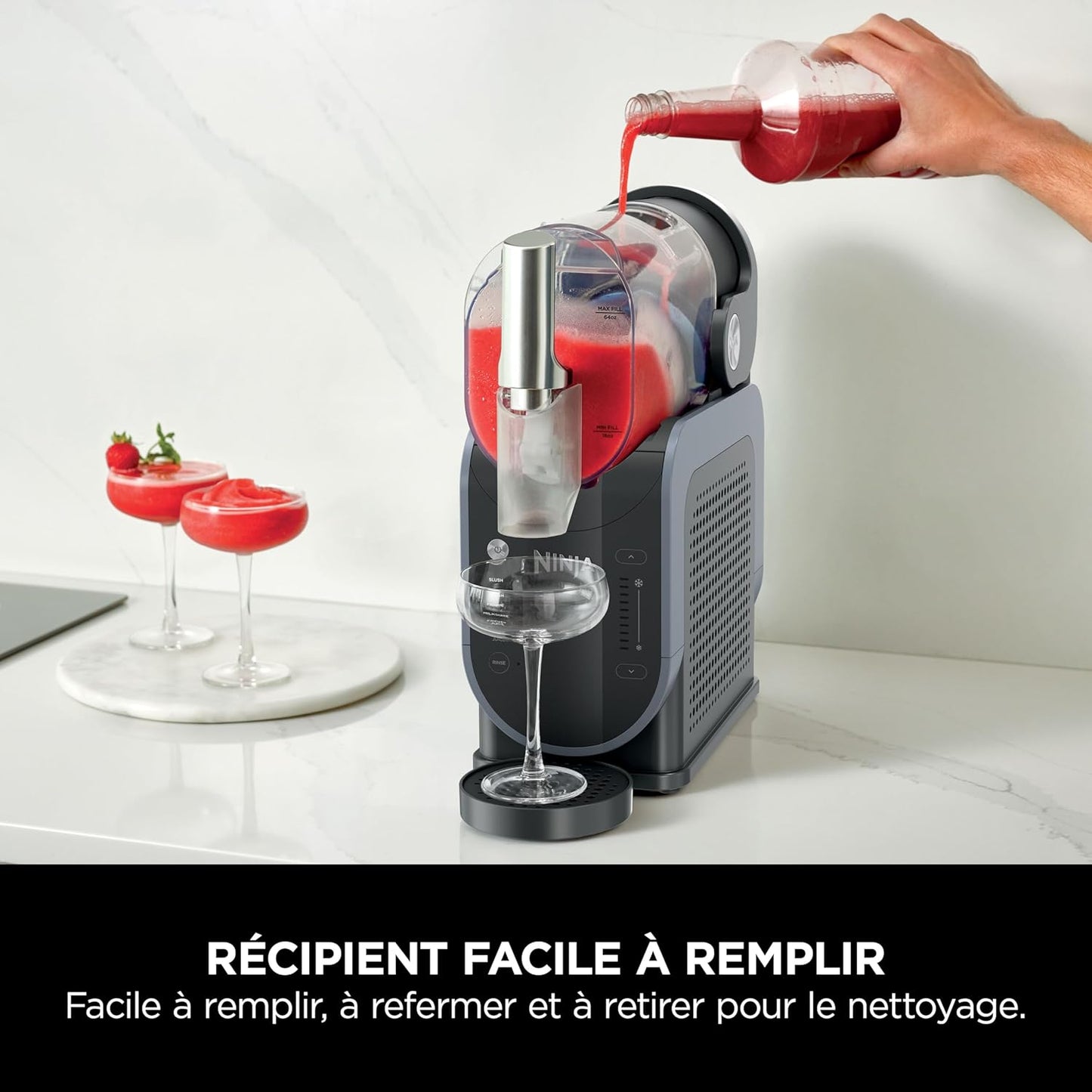 Ninja SLUSHi FS301EU – Machine à glace, milkshake & jus 1,9L – Bleu & Gris